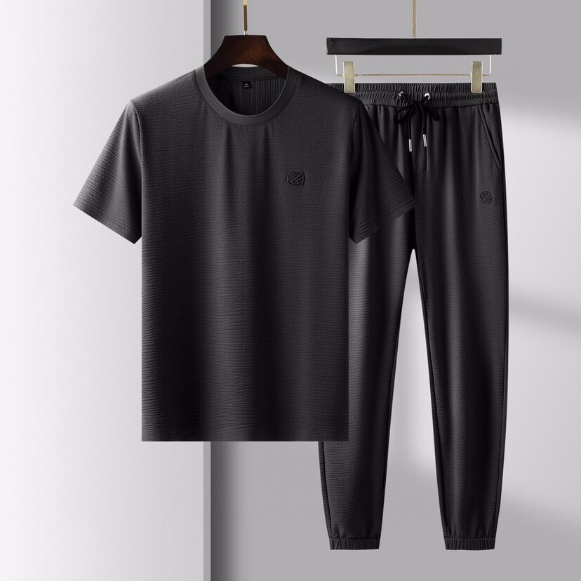 Ermenegildo Zegna 傑尼亞23ss春夏新品男士夏季運動休閒圓領套裝