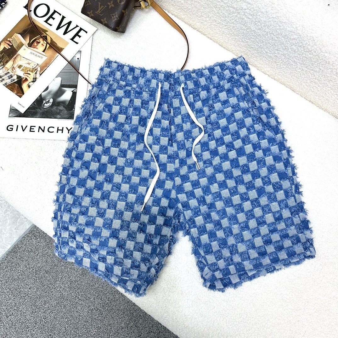 【1v】L牌：2023夏季新款男士休閒牛仔短褲