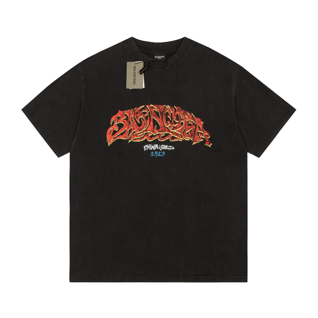 Balenciga/巴黎世家2023SS 噴墨塗鴉印花短袖