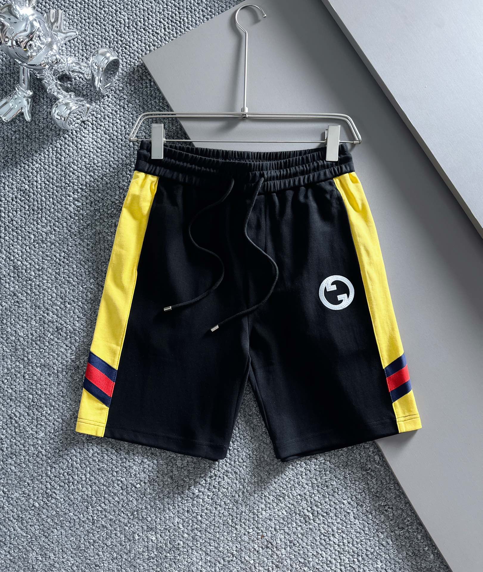 Gucci2023夏季新款側邊高密度拼接織帶短褲