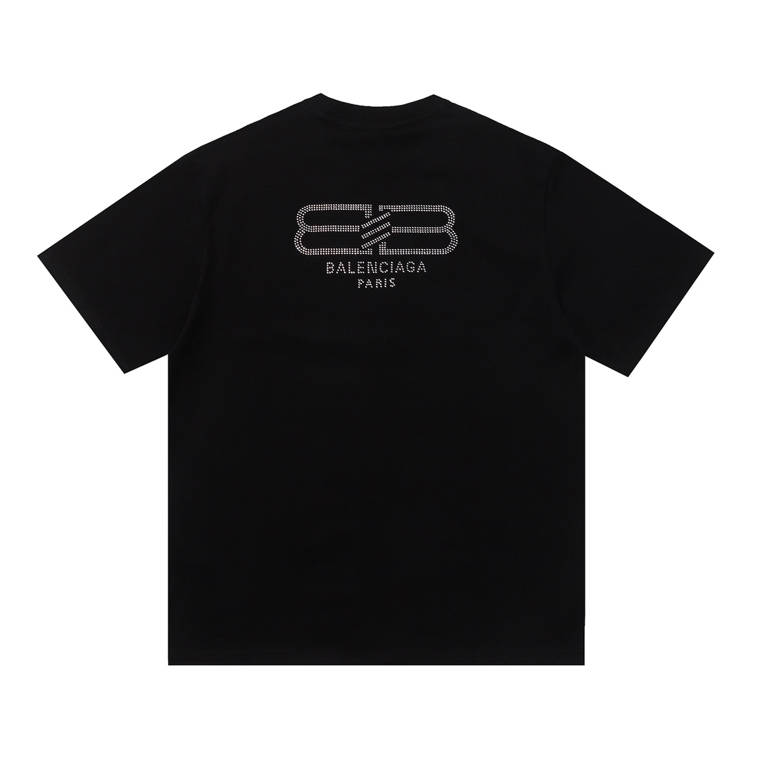 【BALENCIAGA】巴黎世家23SS背後鎖扣水鑽短袖T恤