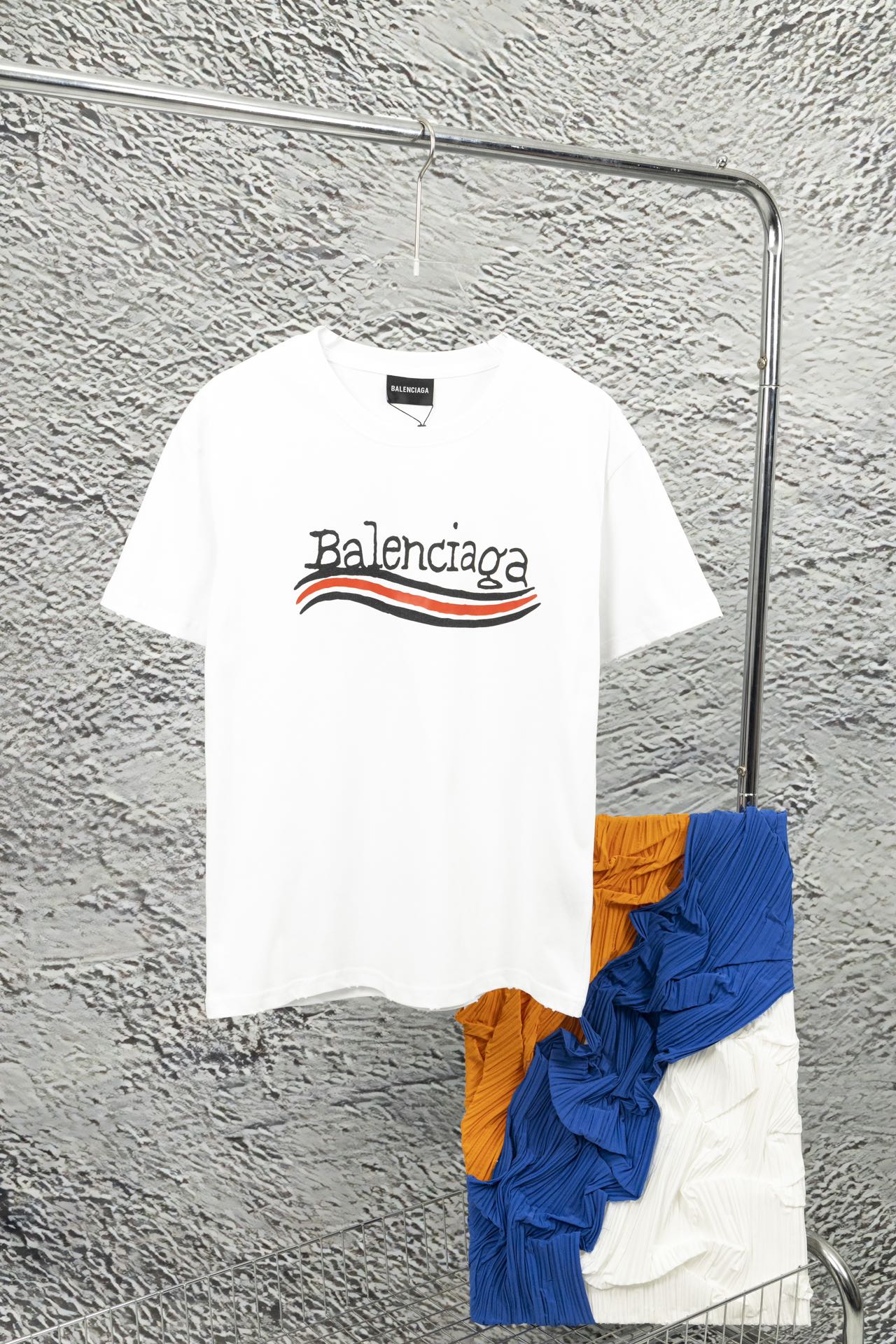 23S 巴黎世家 Balenciaga前後海浪標誌磨破短袖