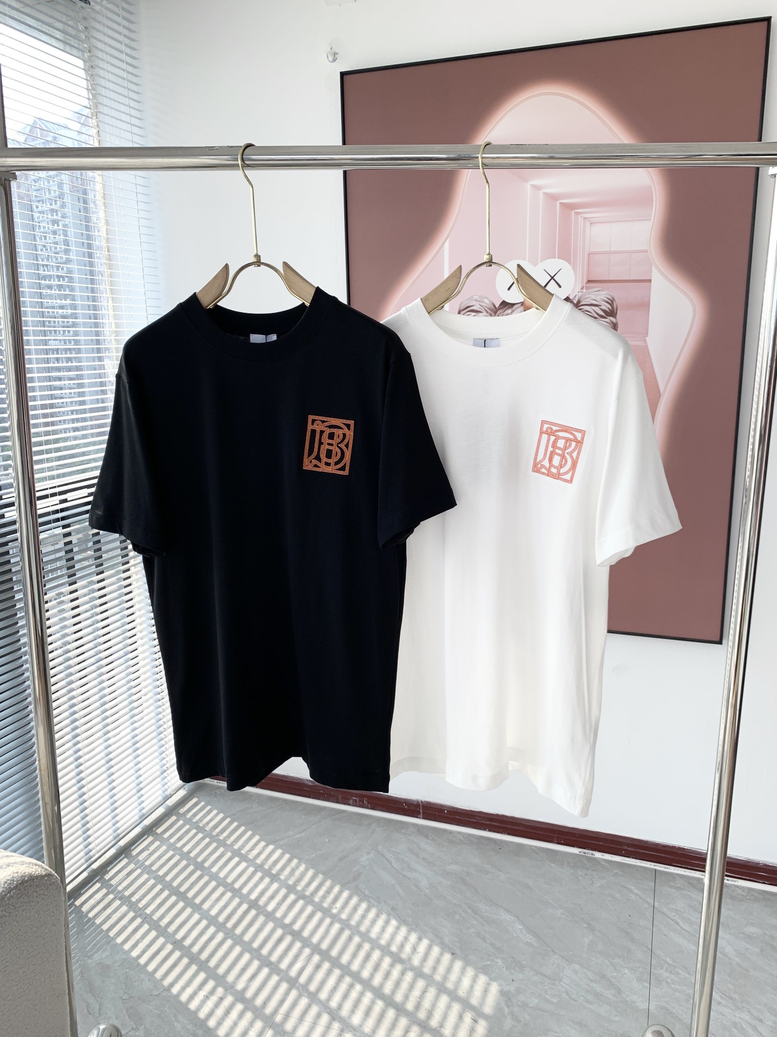 BURBER*Y巴*莉2023SS春夏新款基礎休閒百搭棉質圓領短Tee