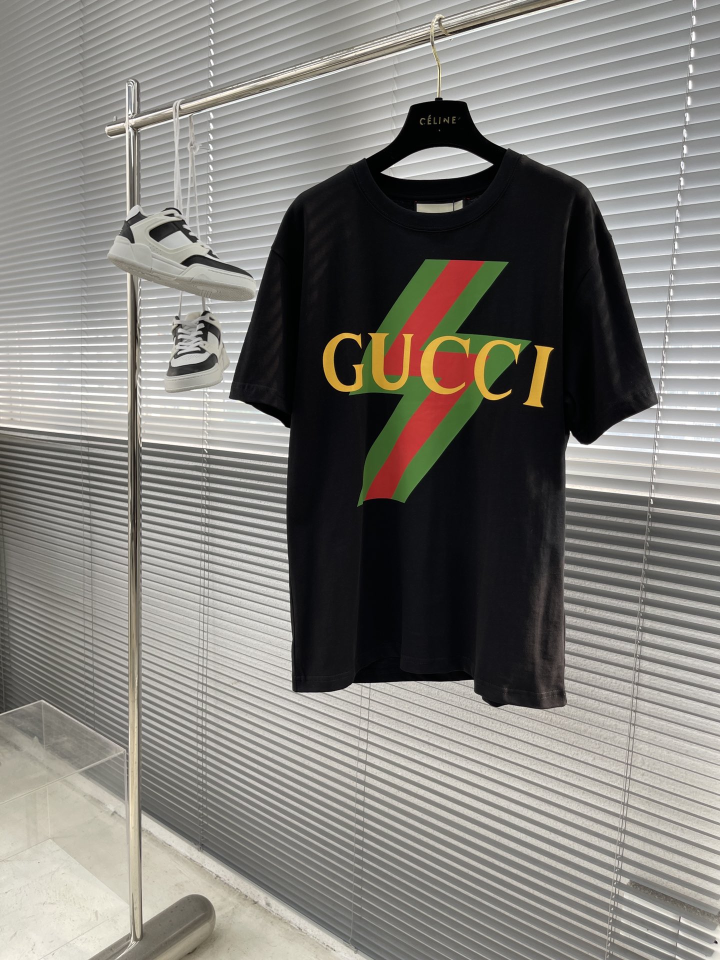 GUCC1 23新款紅綠閃電短袖