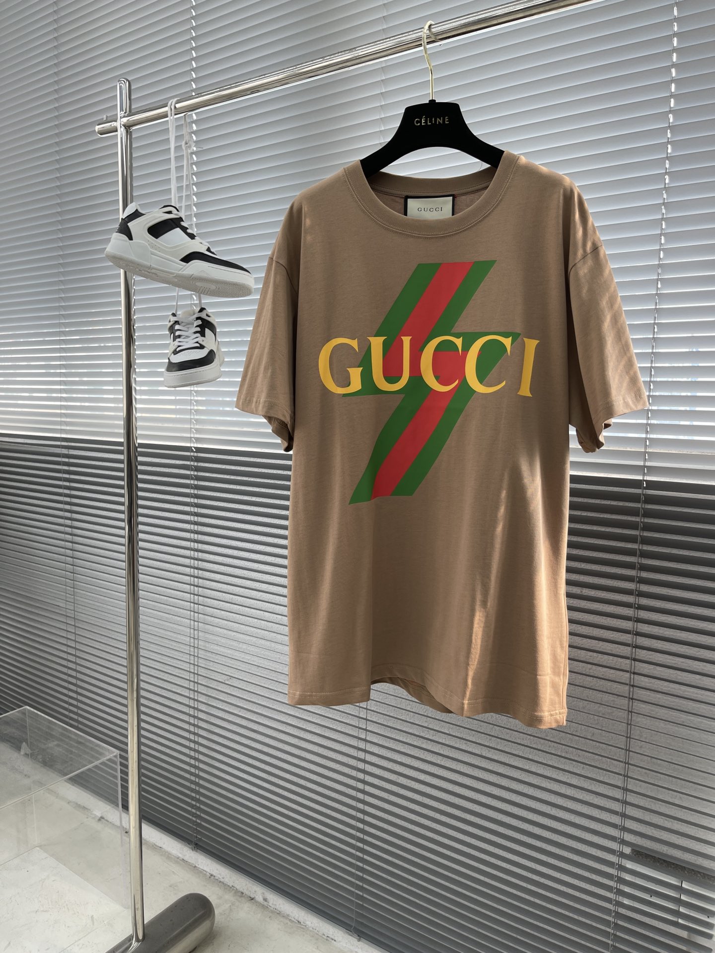 GUCC1 23新款紅綠閃電短袖
