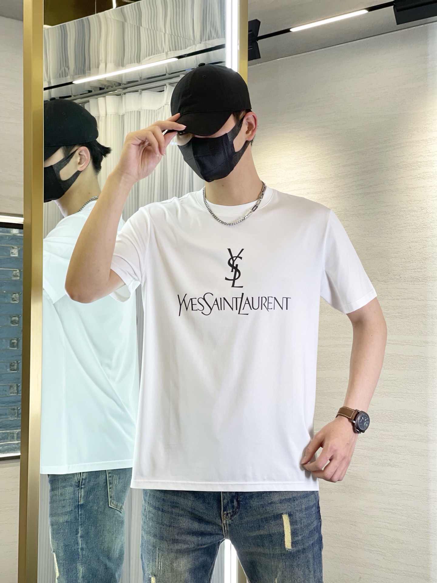 YSL*聖羅-蘭23SS春夏新款圓領短T