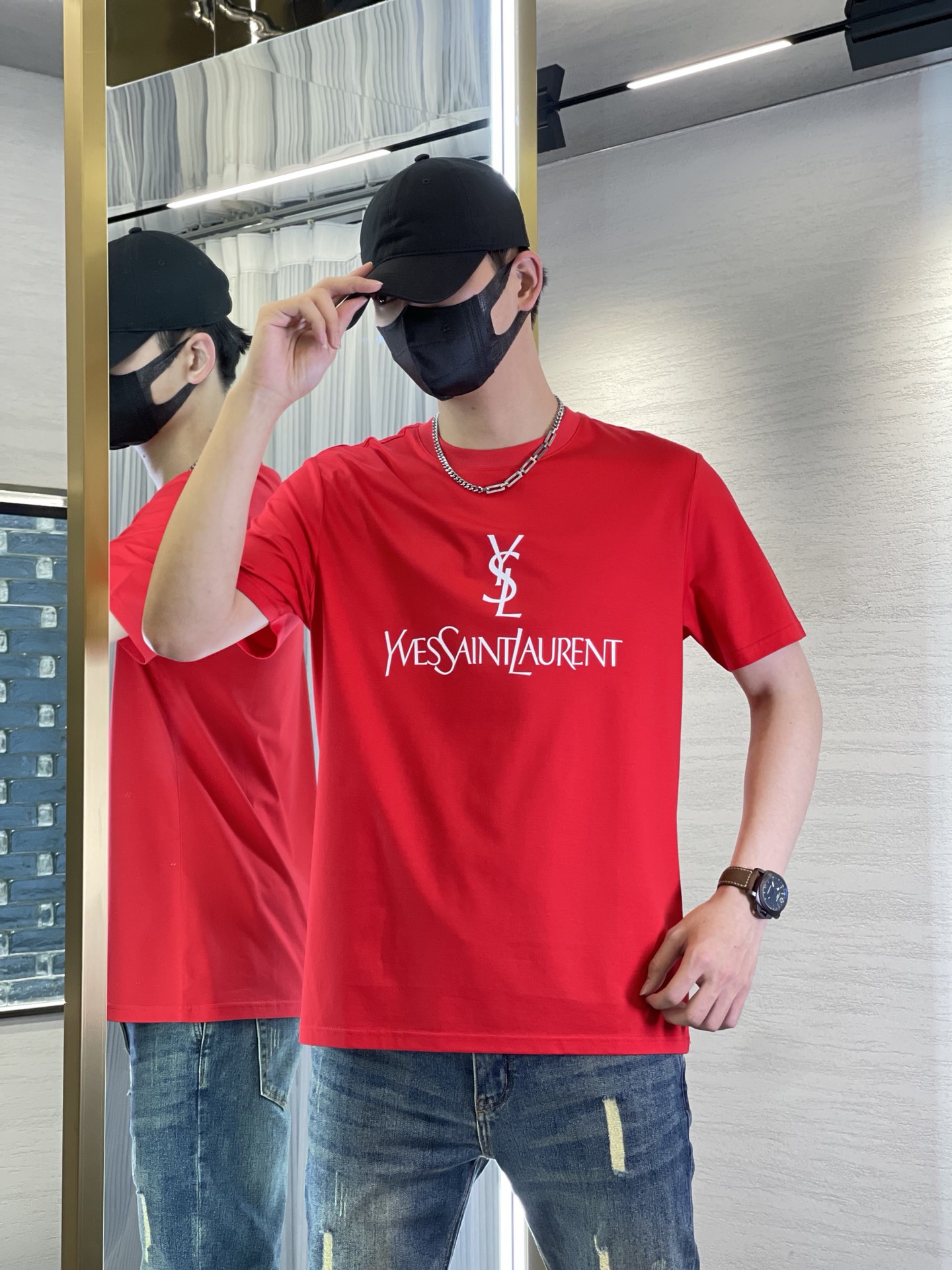 YSL*聖羅-蘭23SS春夏新款圓領短T