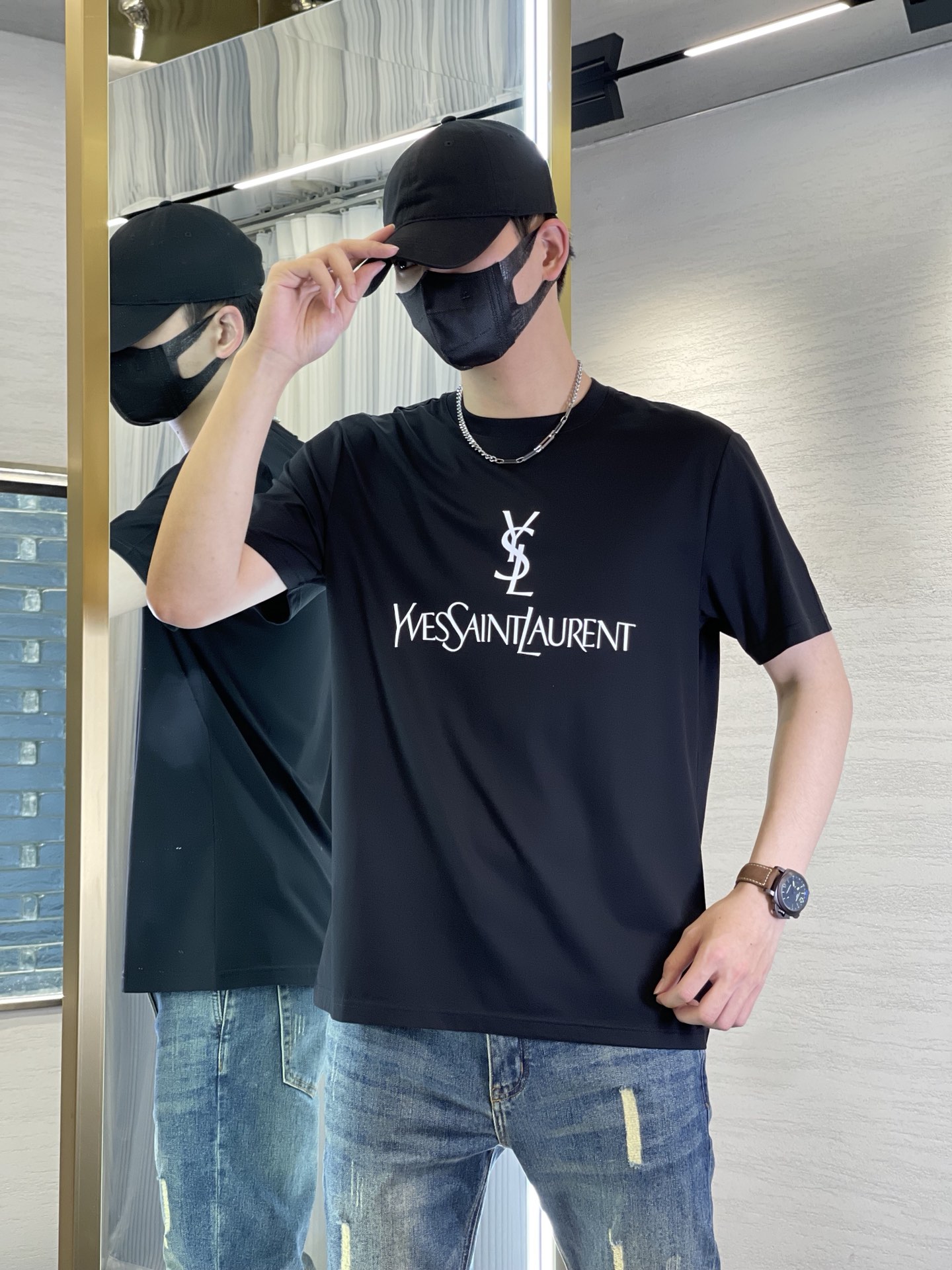 YSL*聖羅-蘭23SS春夏新款圓領短T
