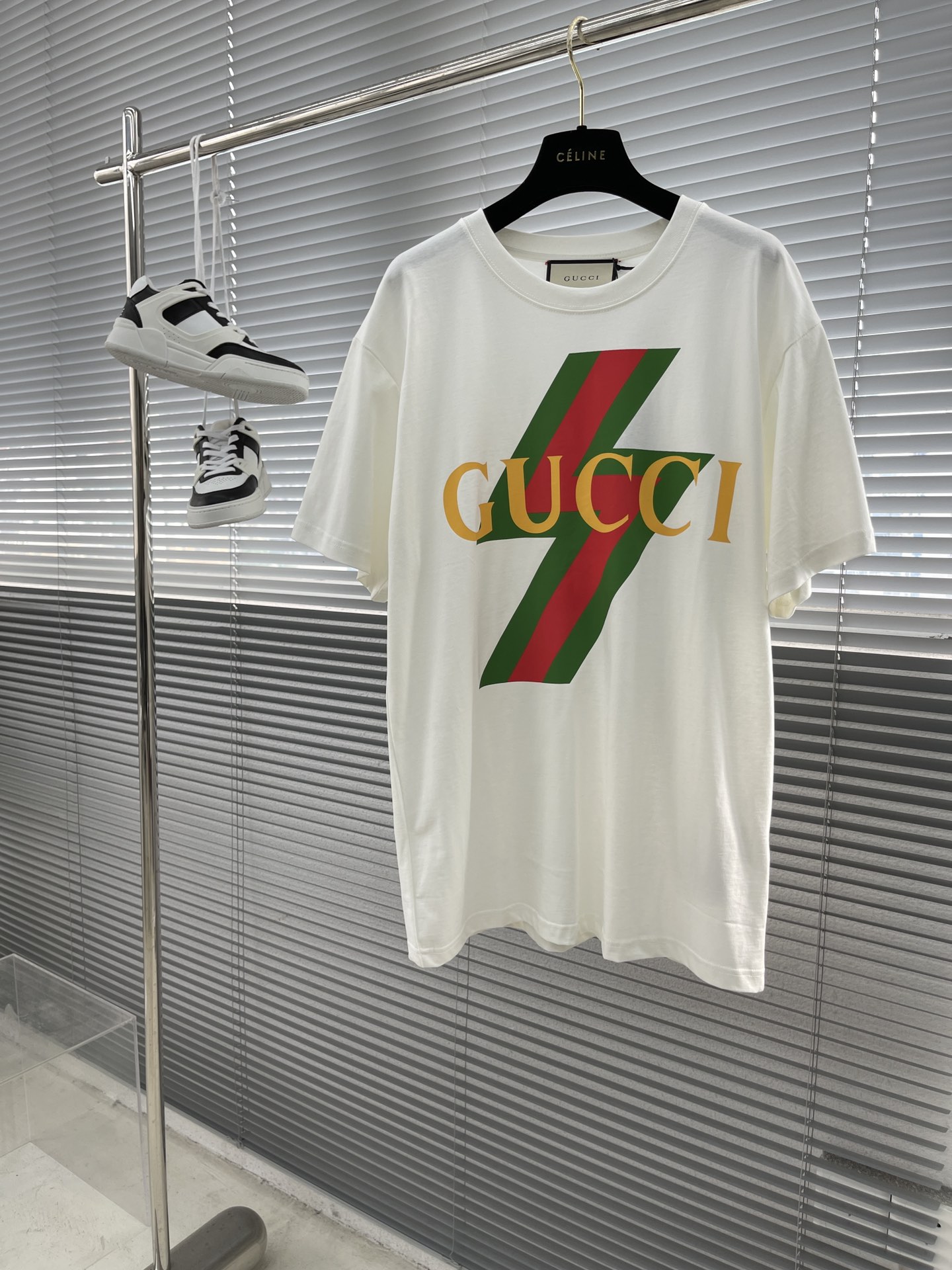 GUCC1 23新款紅綠閃電短袖