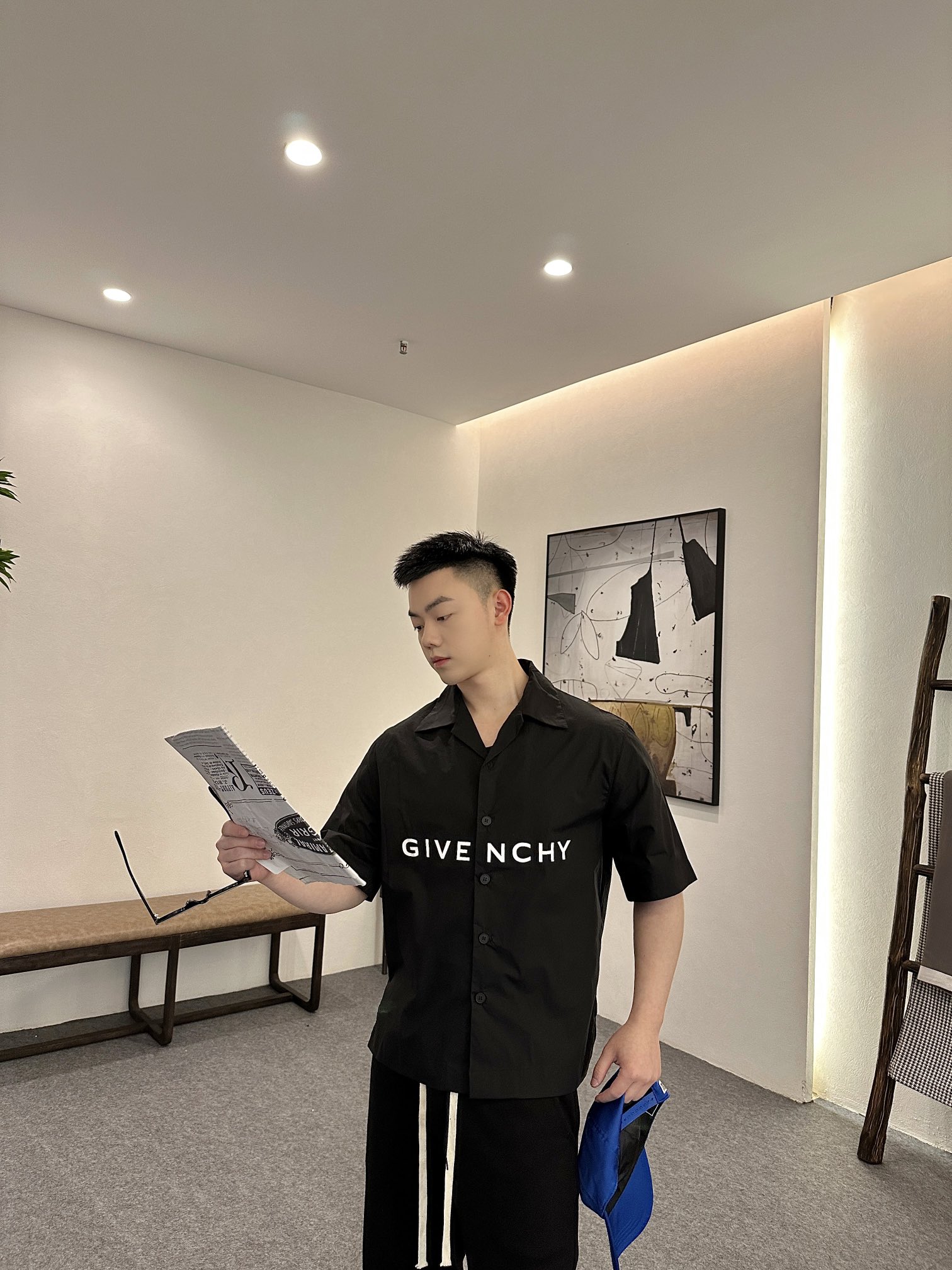 GIVENCHY/紀梵希 字母印花短袖襯衫