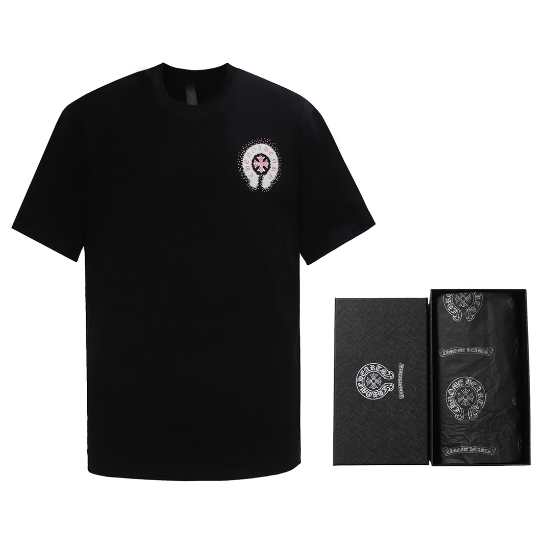 Chrome Hearts CH 克羅心重工印花馬蹄燙鑽重工印花短袖T桖
