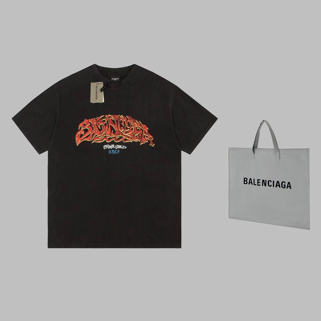Balenciga/巴黎世家2023SS 噴墨塗鴉印花短袖