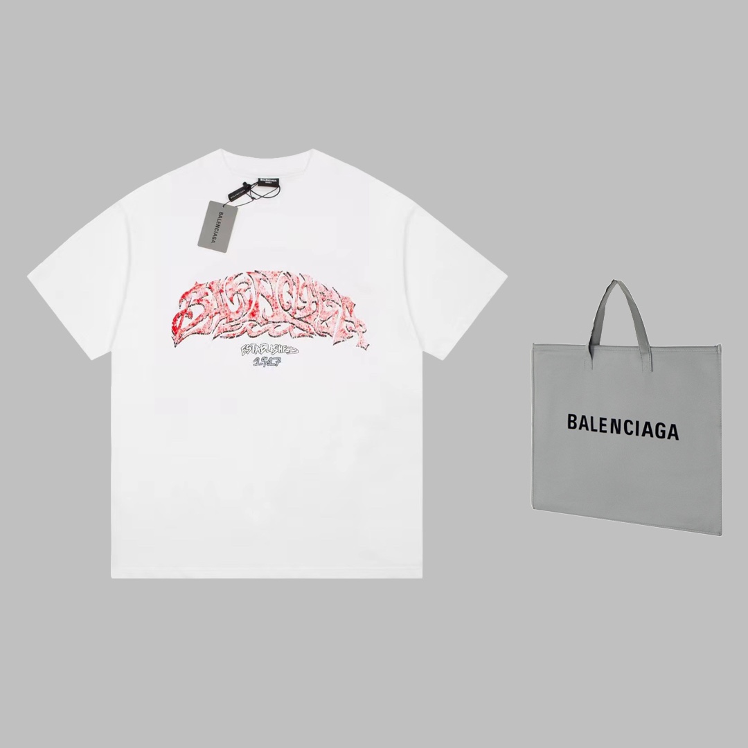 Balenciga/巴黎世家2023SS 噴墨塗鴉印花短袖