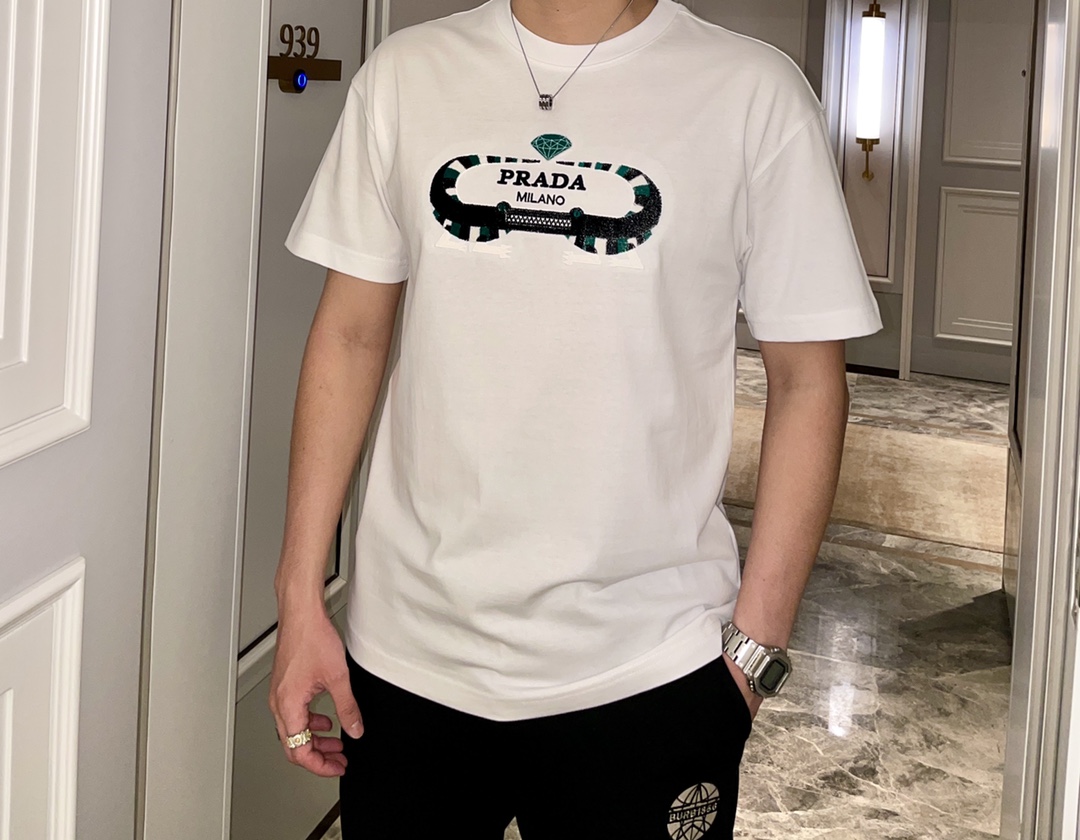 PRADA 官網同款 2023ss夏裝新品 短袖T恤