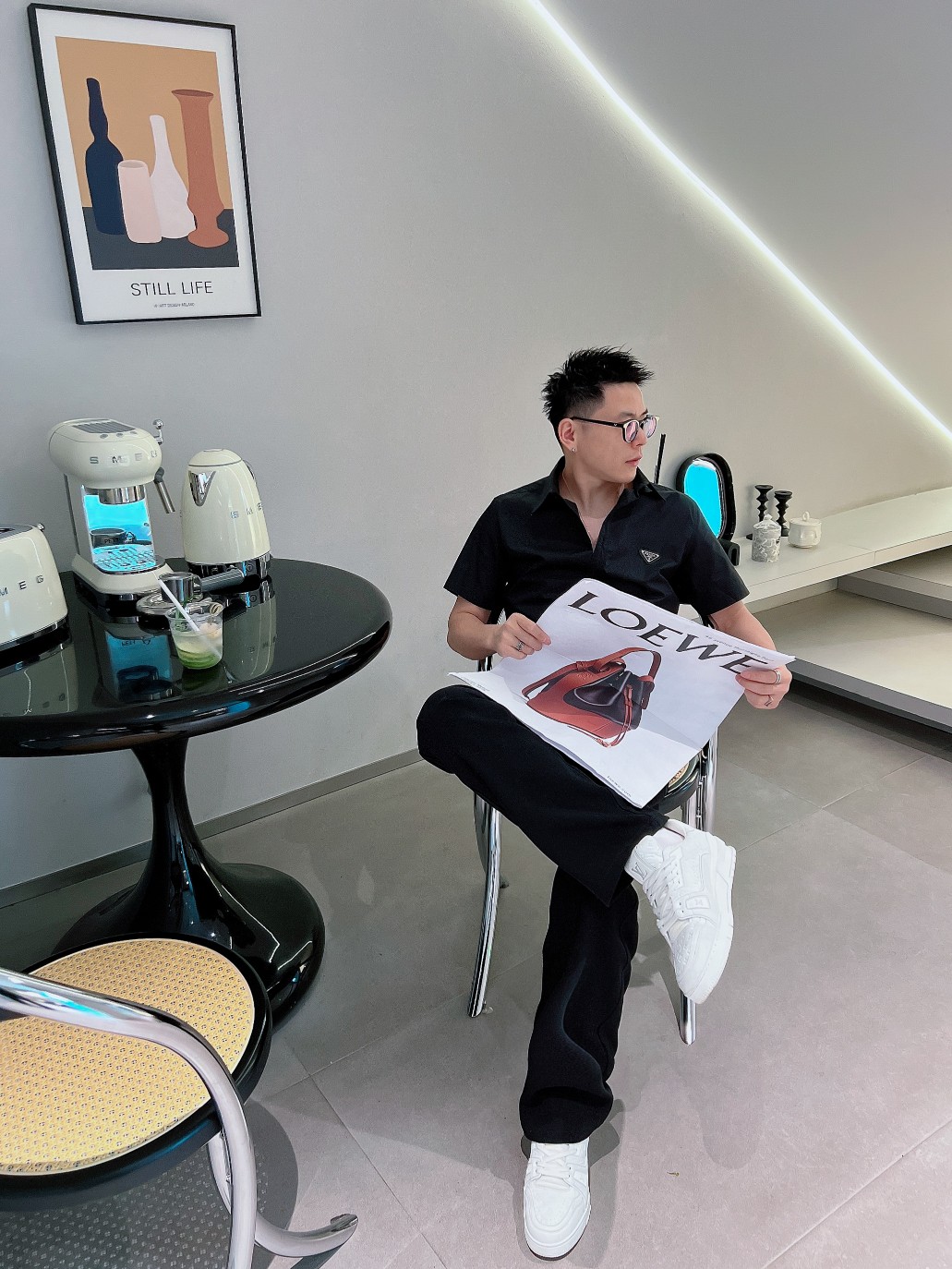 PRADA*2023帥氣修身備款短袖襯衫