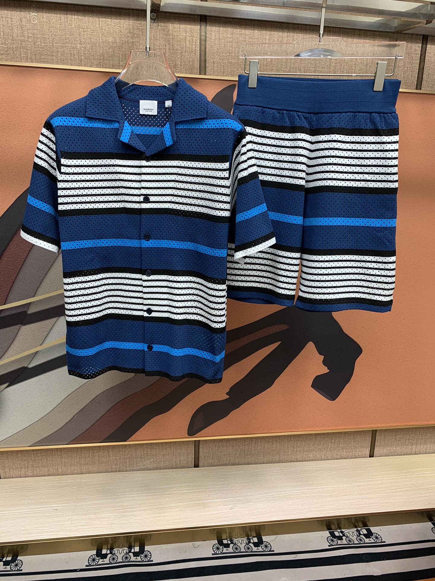 Burberry/巴寶莉 2023SS新款紋網眼針織休閒襯衫