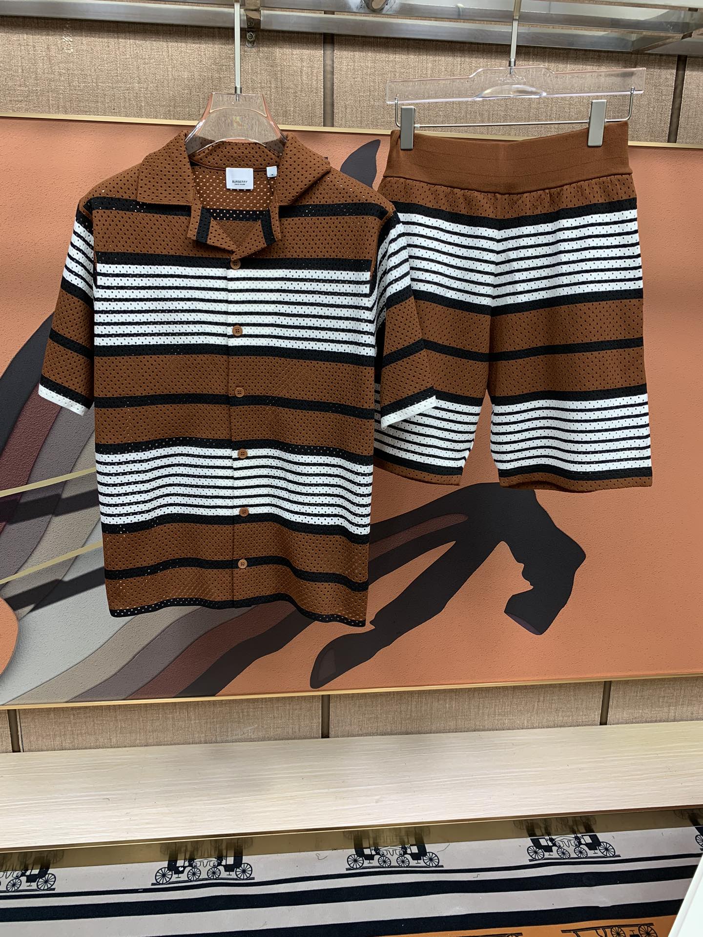 Burberry/巴寶莉 2023SS新款紋網眼針織休閒襯衫