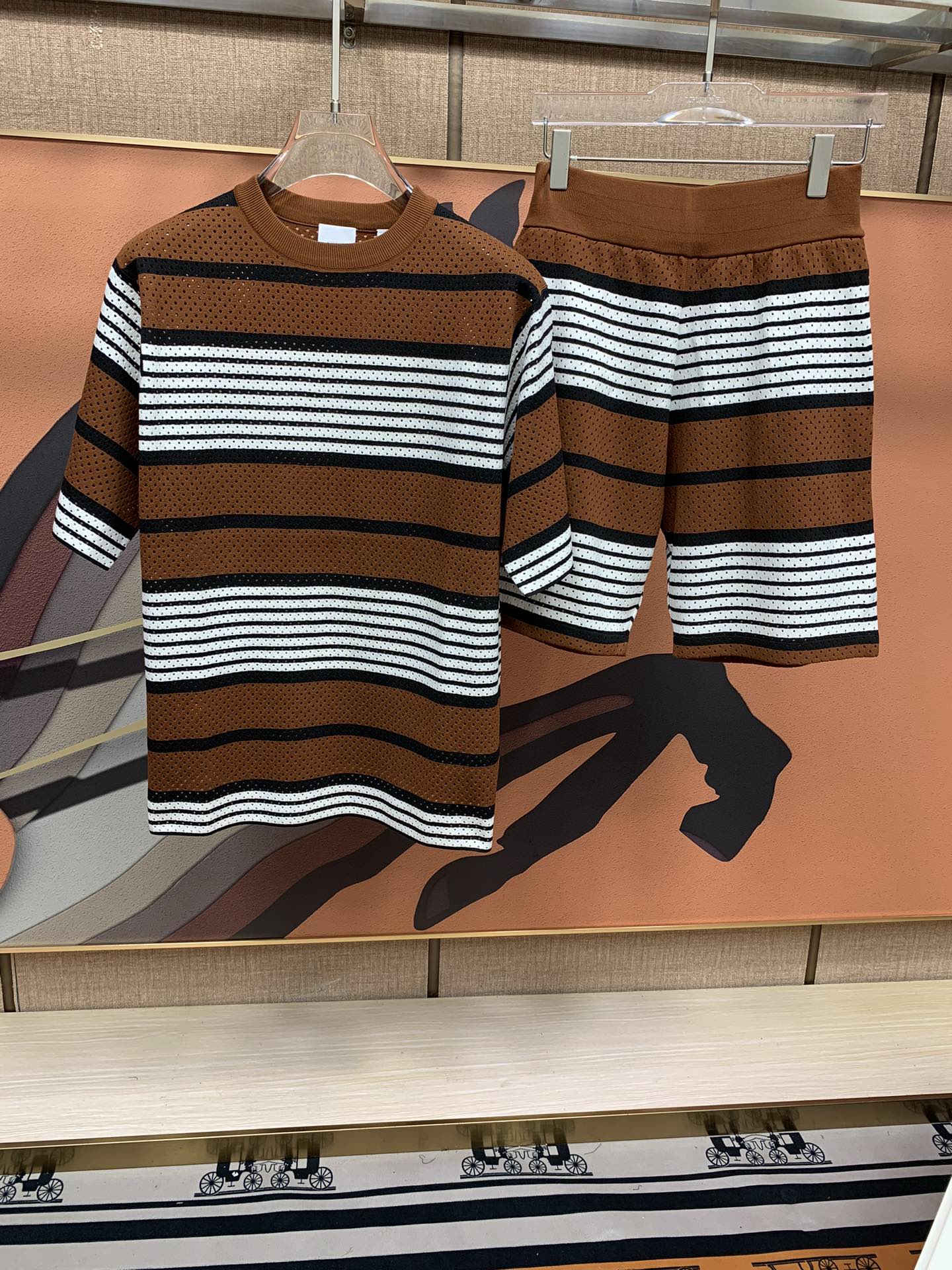 Burberry/巴寶莉 2023SS新款格紋網眼針織短袖運動寬鬆透氣t恤