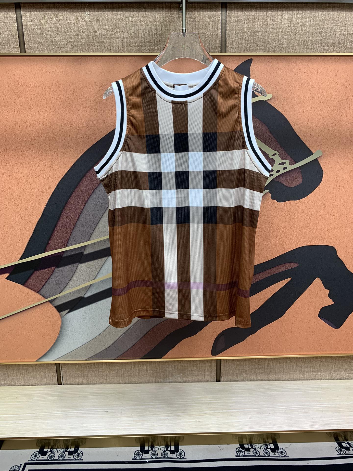 Burberry/巴寶莉 2023SS新款格紋印花網眼背心