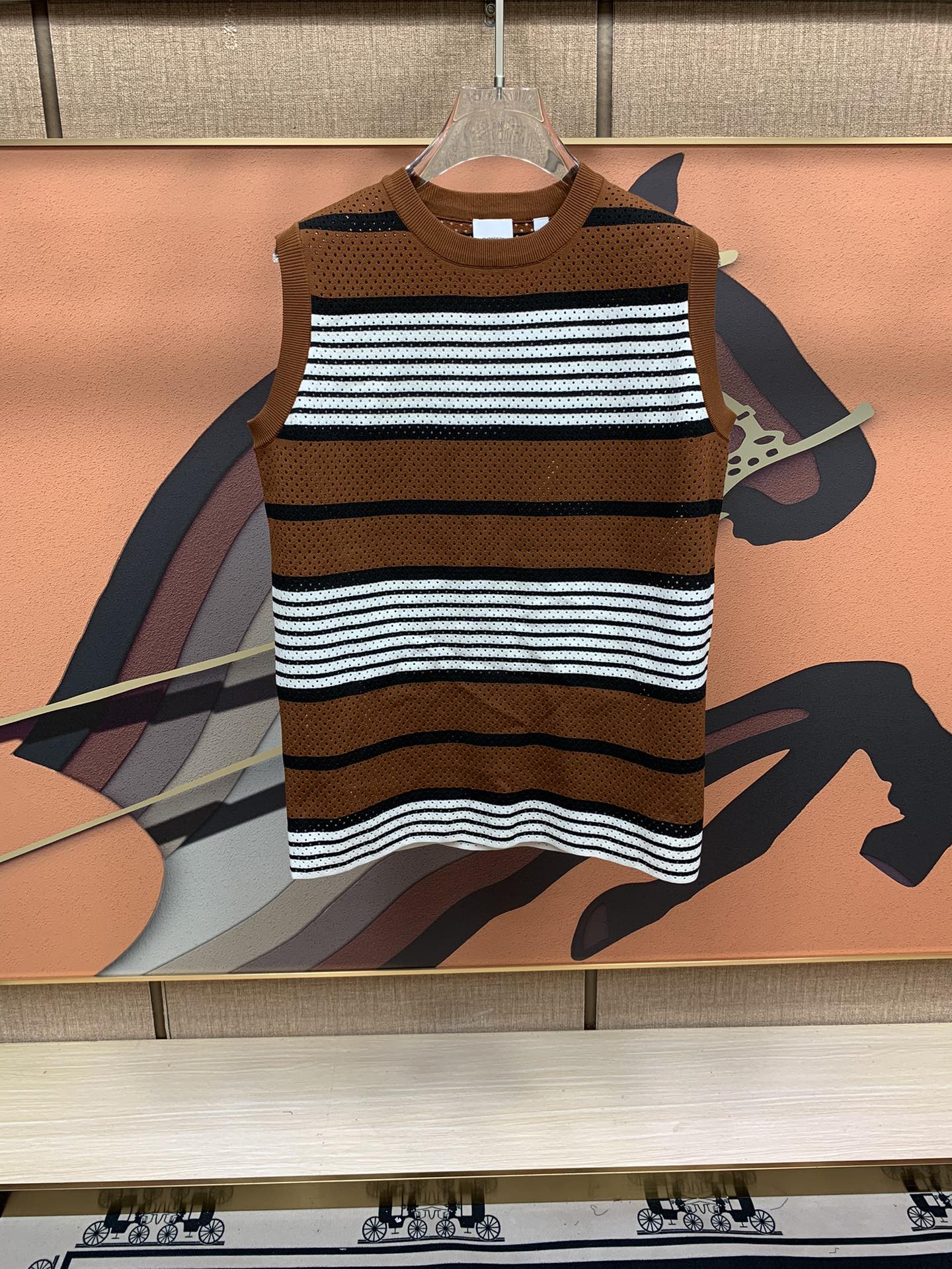 Burberry/巴寶莉 2023SS新款紋網眼針織休閒背心