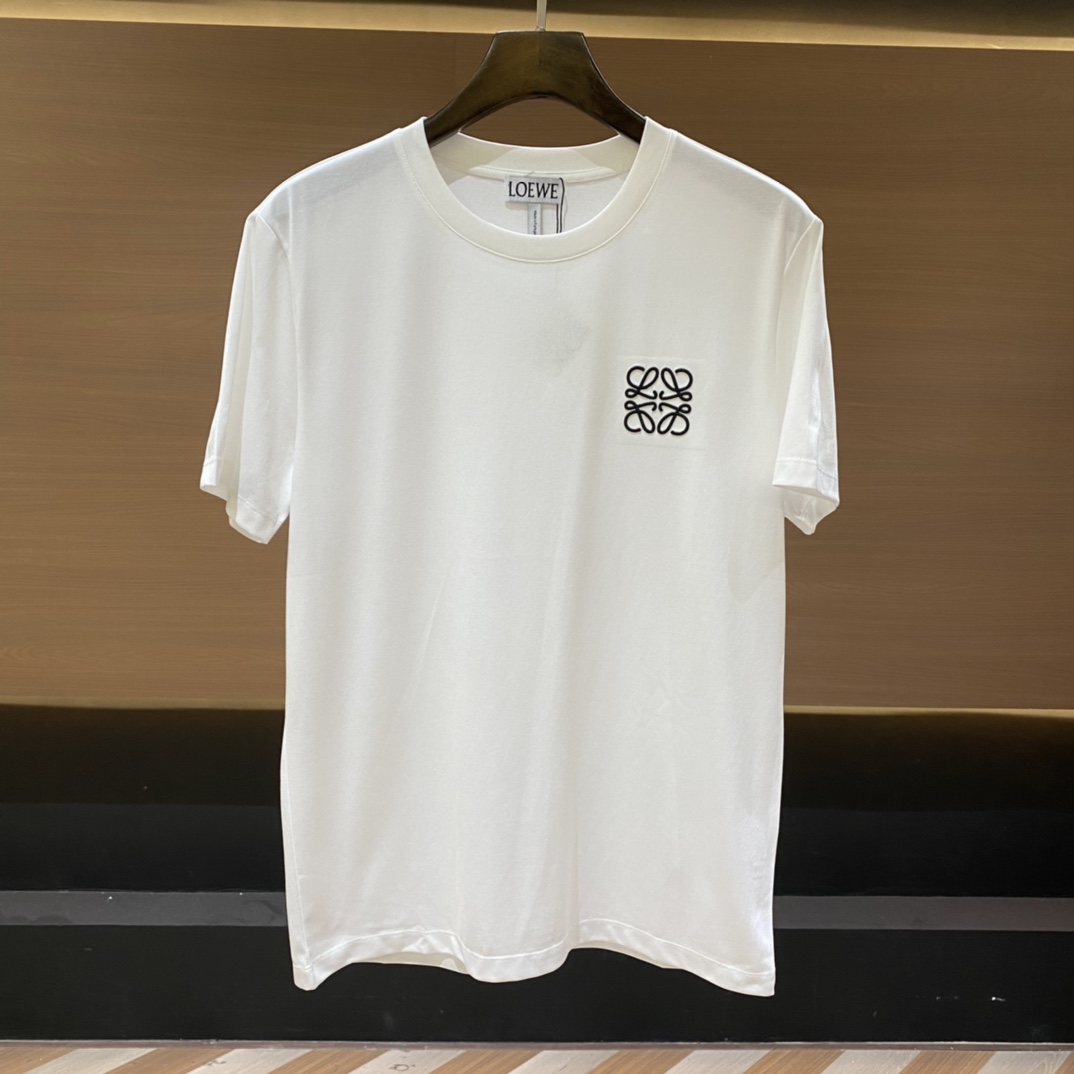 Loewe品牌經典Anagram logo花字刺繡短袖T恤