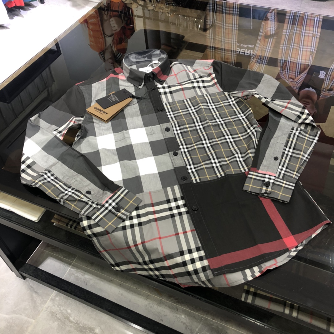 b家新款彈力棉府綢襯衫