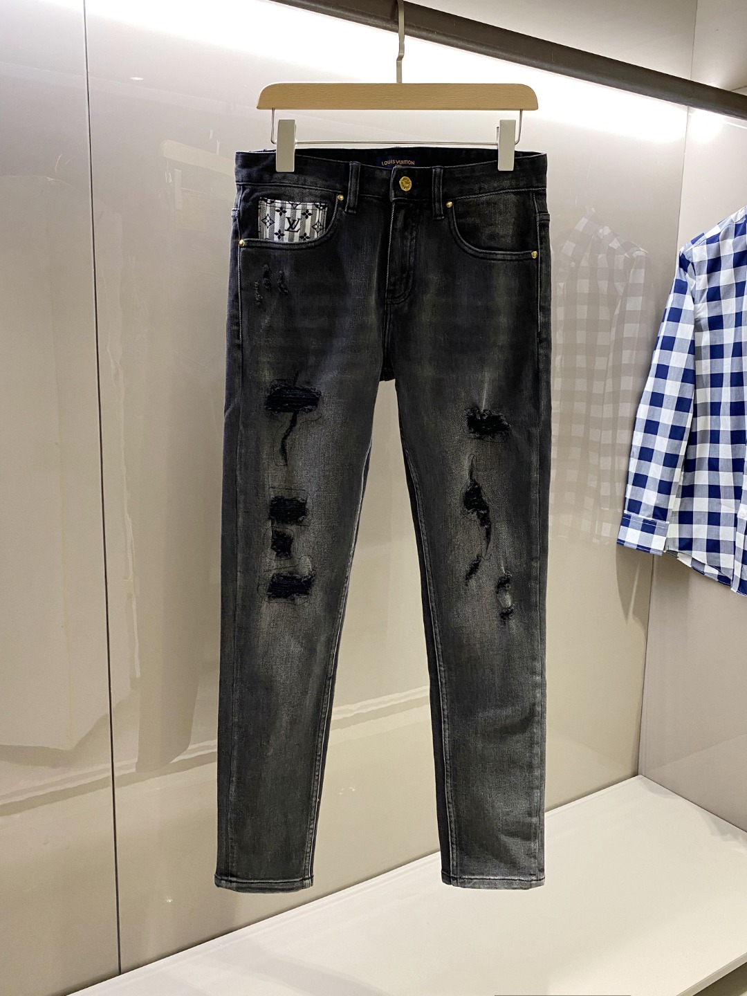 2023春夏&ldquo;驢牌&rdquo;Monogram 重工水洗破洞休閒牛仔褲