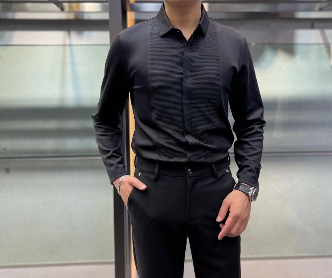 Prada 普拉達秋冬新款淨版拼色長袖襯衫