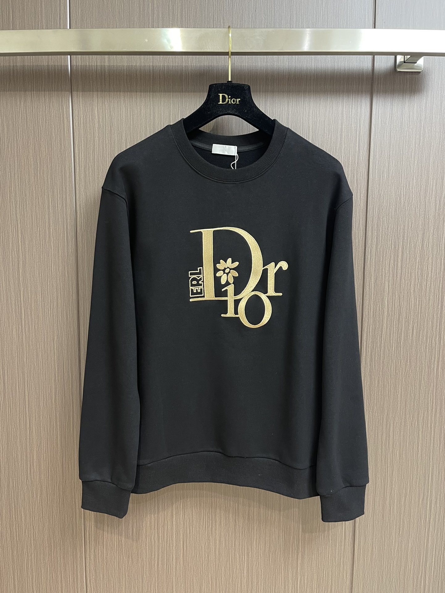 Dior 2023FWLogo花卉刺繡圓領衛衣