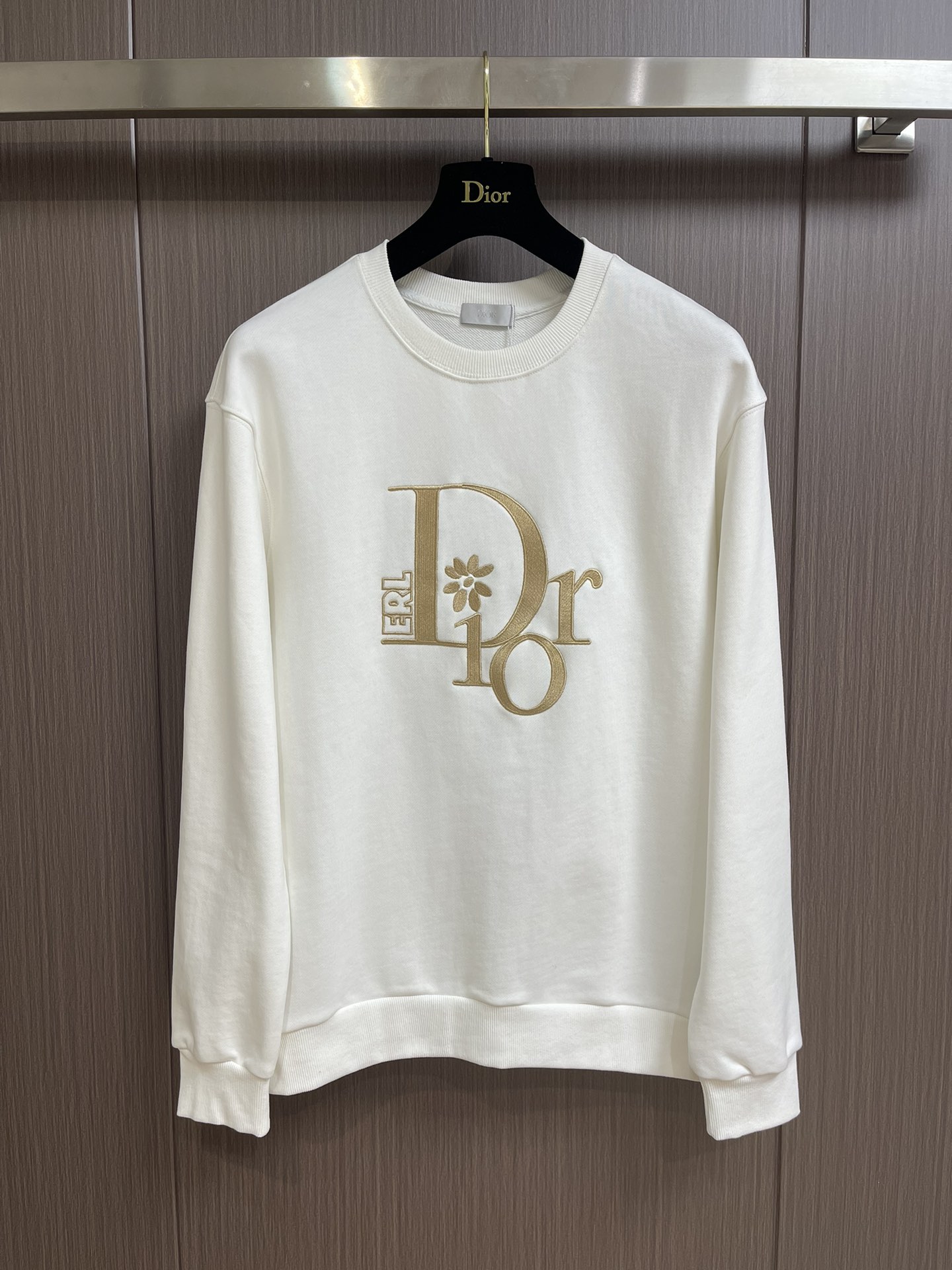 Dior 2023FWLogo花卉刺繡圓領衛衣