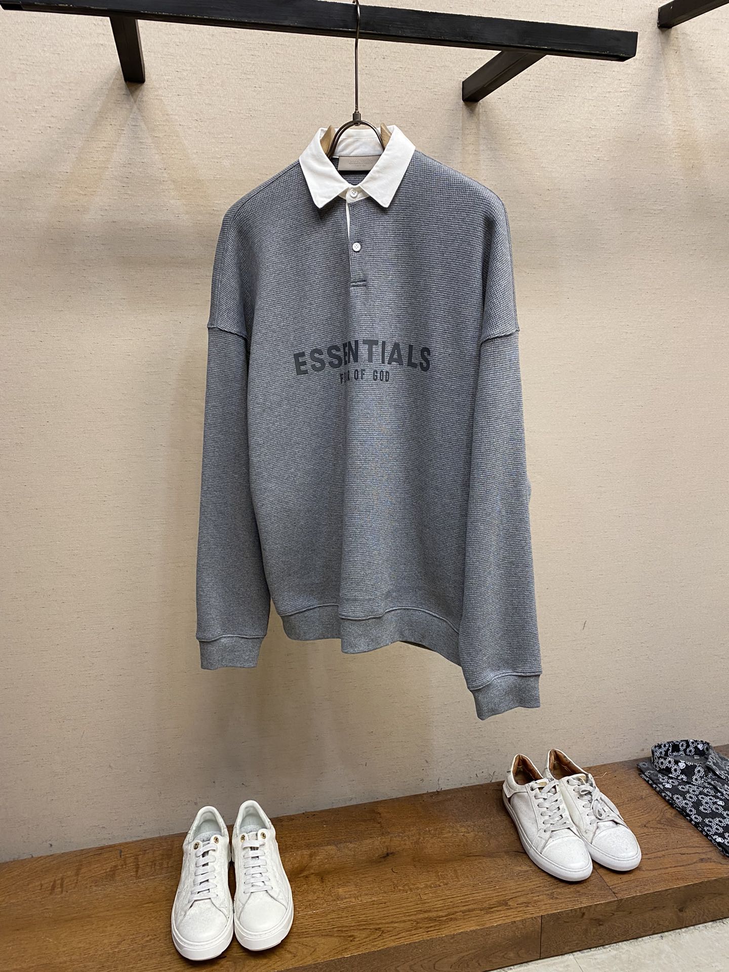 FEAR OF GOD複線ESSENTIALS 美式高街 男女同款華夫格POLO衫