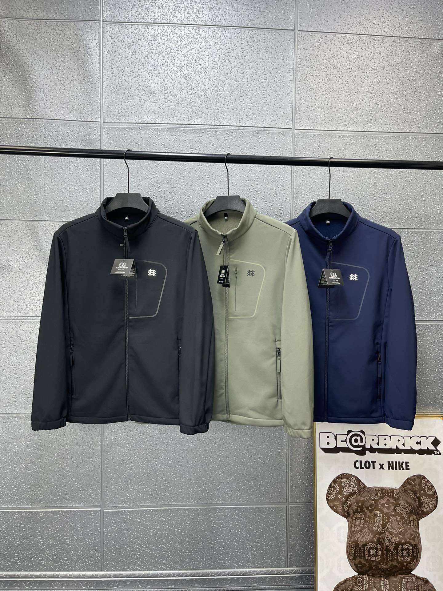 KOLON SPORT/可隆男士最新款秋冬軟殼加絨立領外套衝鋒衣
