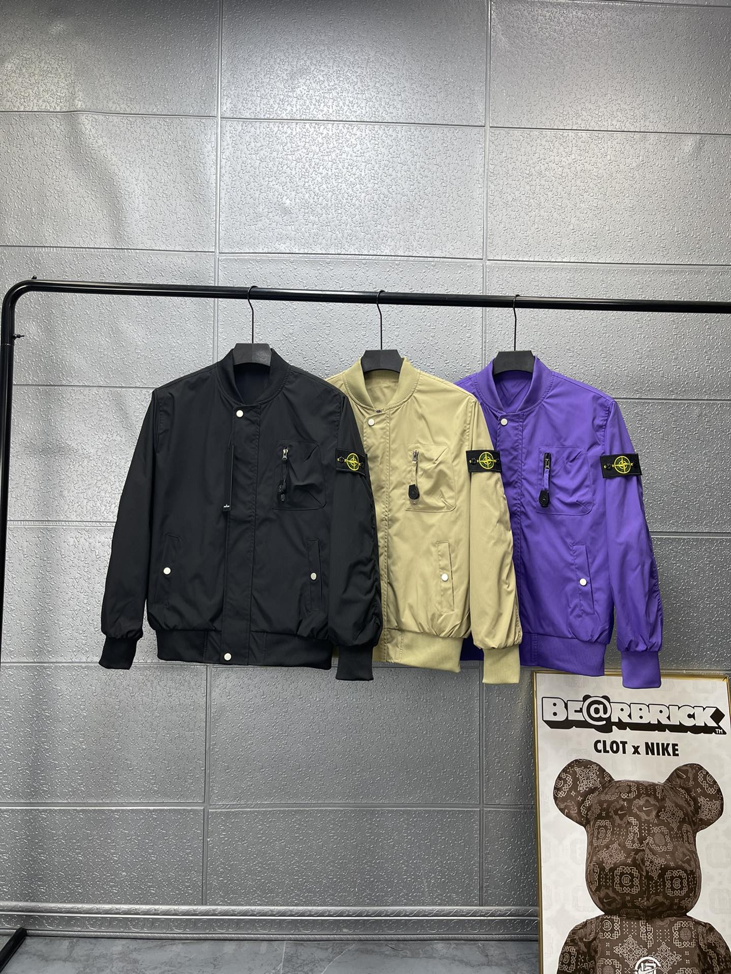 STONE ISLAND石頭島 23ss飛行員夾克立領外套棒球服