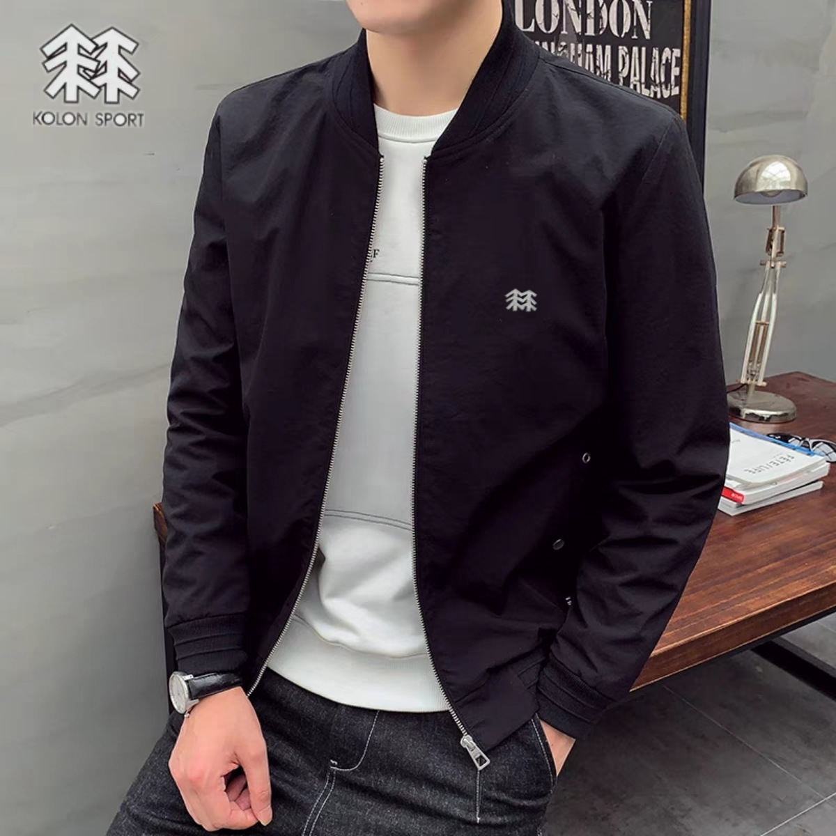 戶外系列KOLON/可隆男裝新品純色秋季男士棒球領夾克外套