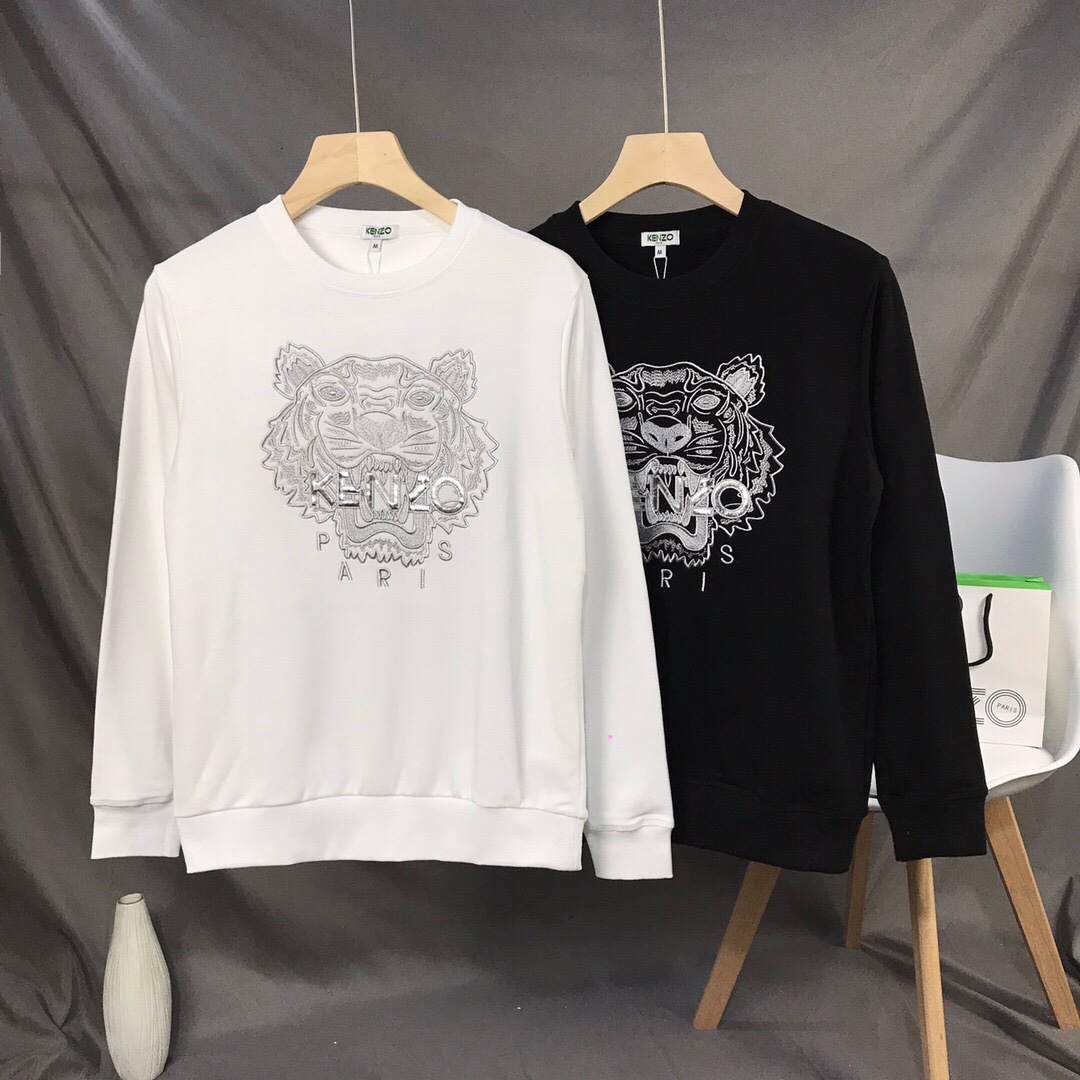 2023新款KENZO /銀線字母貼布刺繡情侶款毛圈圓領衛衣