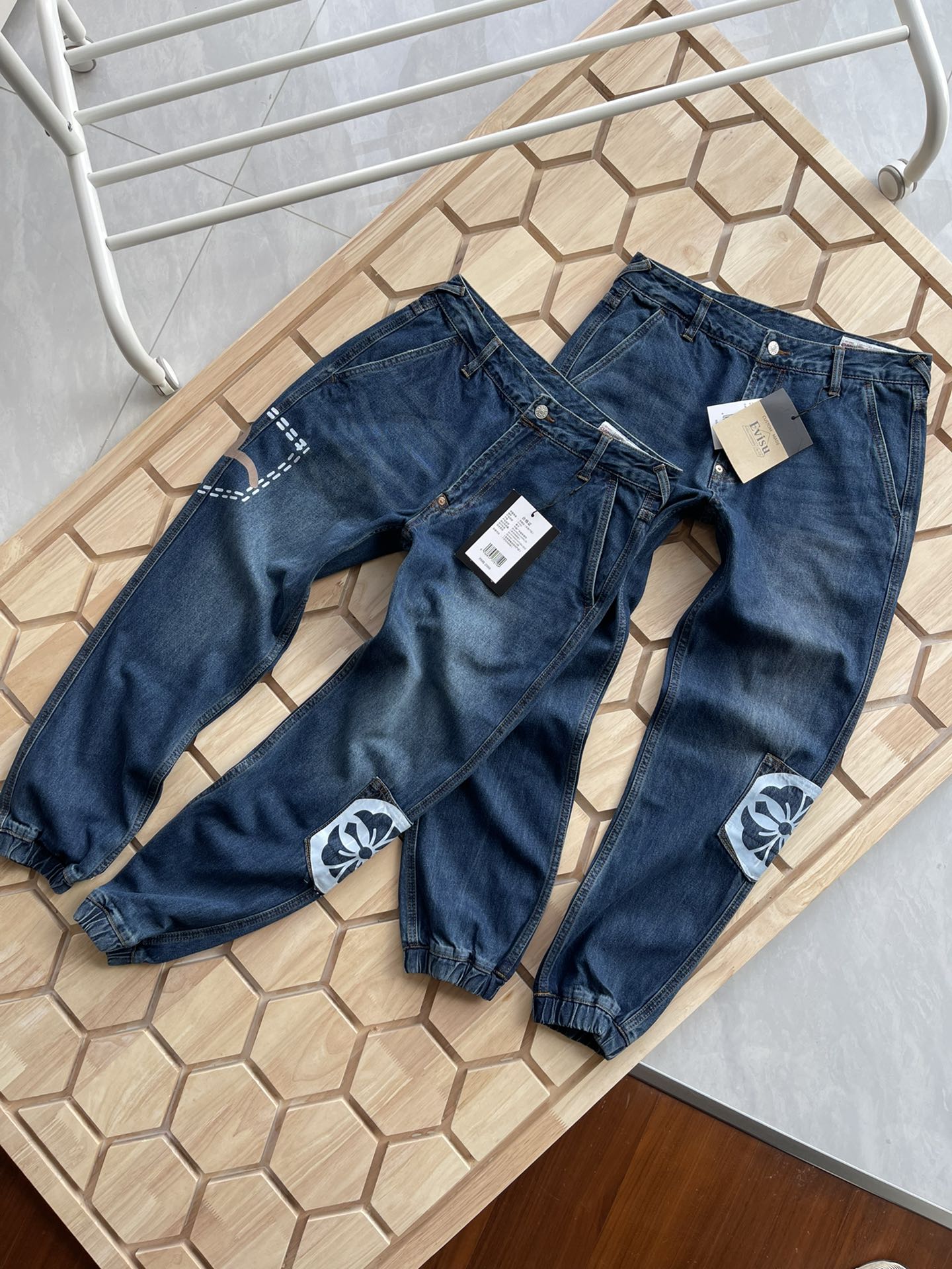 EVISU 福神2023春夏新款男士多口袋水洗束腳寬鬆牛仔褲