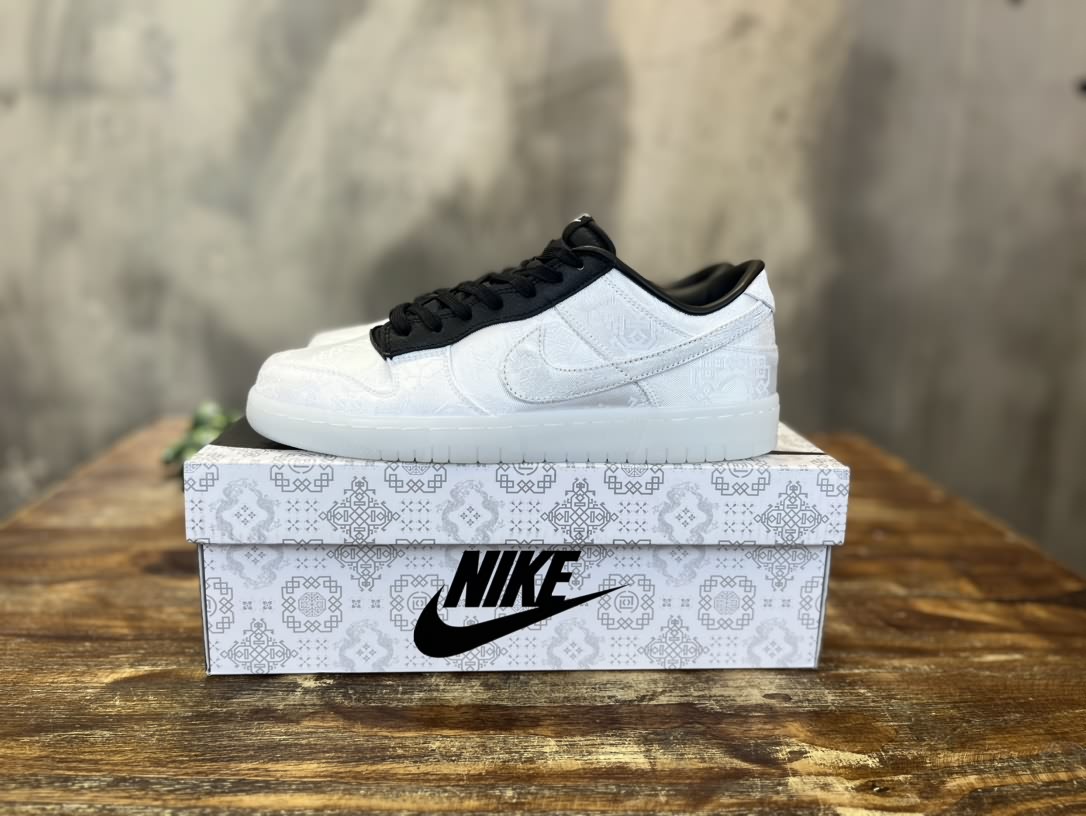 Fragment Design x CLOT x Nike Dunk Low 白絲綢 三方聯名
