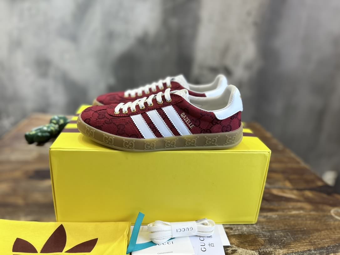 adidas x Gucci聯名款Gazelle運動鞋 情侶款休閒板鞋