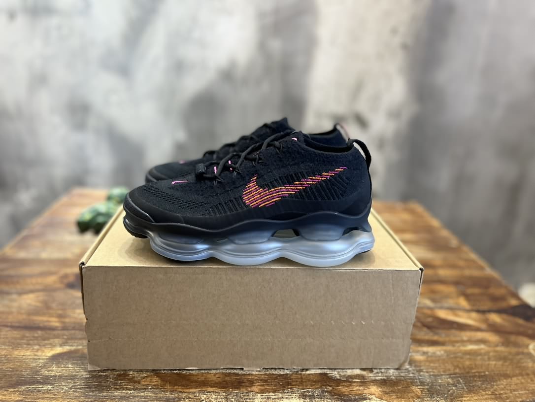 全新耐克Nike Air Max Scorpion Flyknit"Black/Purple"天蠍座系列2022款超級大氣墊系列前衛增高低幫休閒運動慢跑鞋