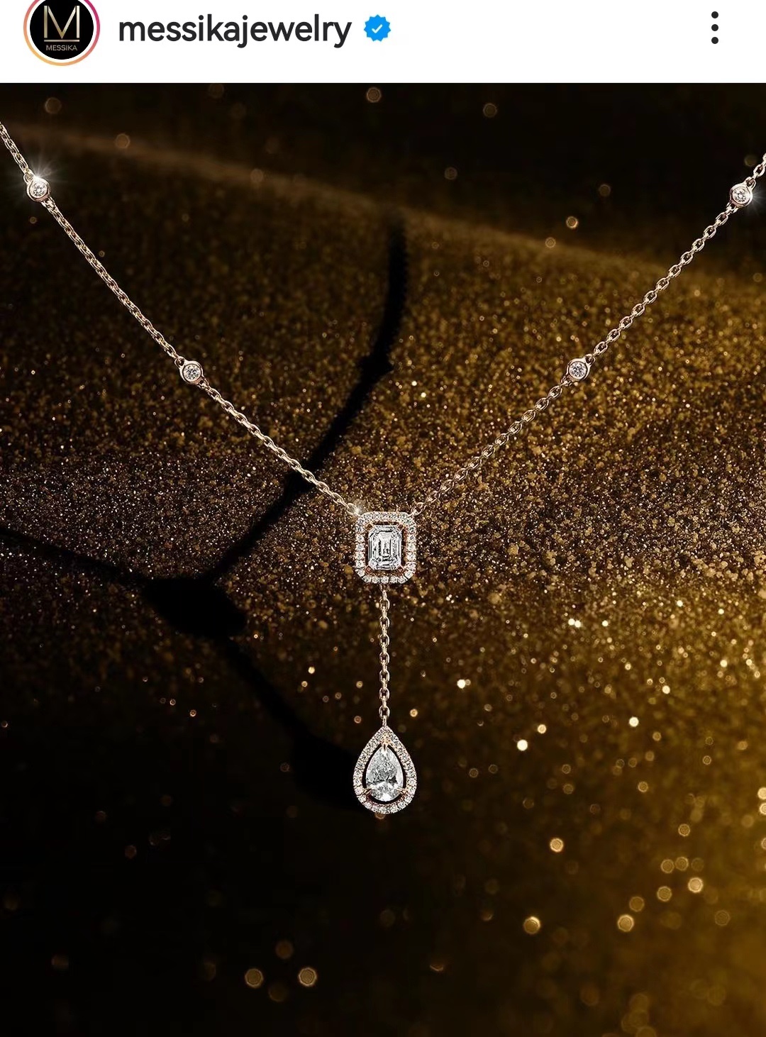 梅西卡 Messika  S925銀 方鑽水滴雙層項鏈