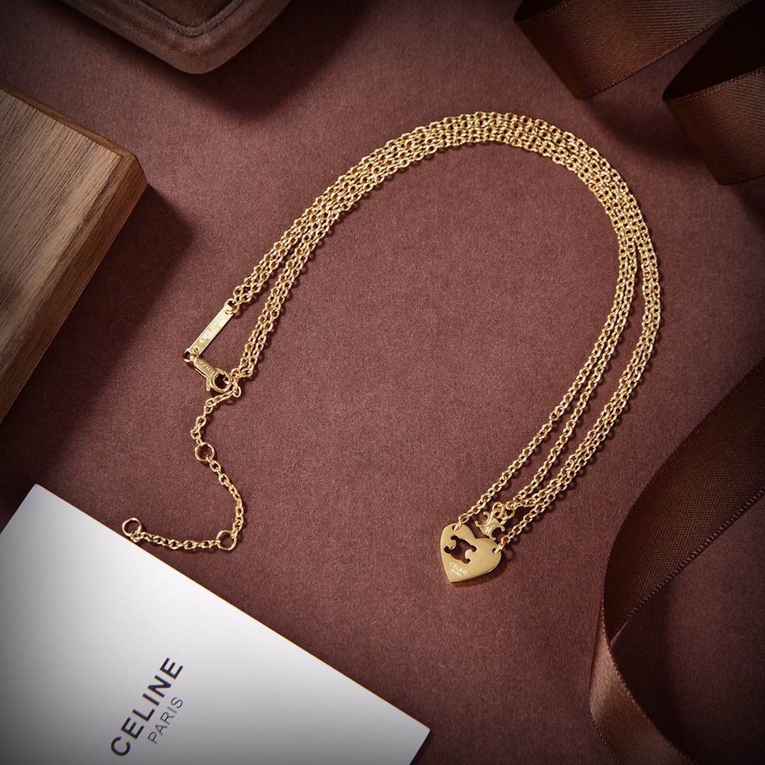 Celine新款藝術感愛心項鏈