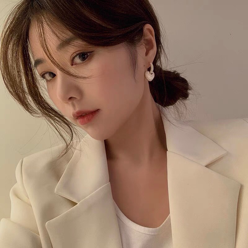 Celine 新款金色愛心珍珠耳環