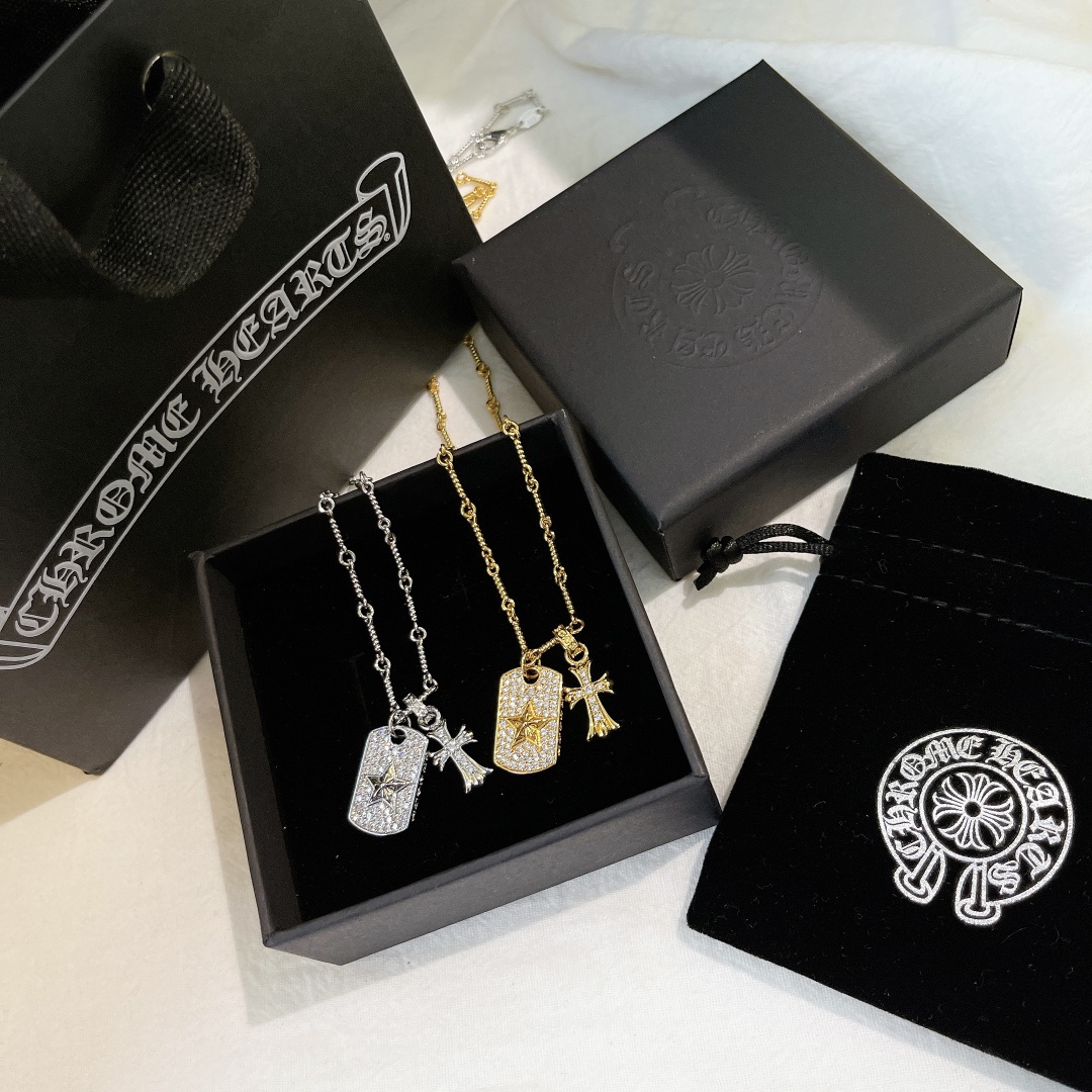 克羅心  滿鑽星牌 十字架 麻花鏈