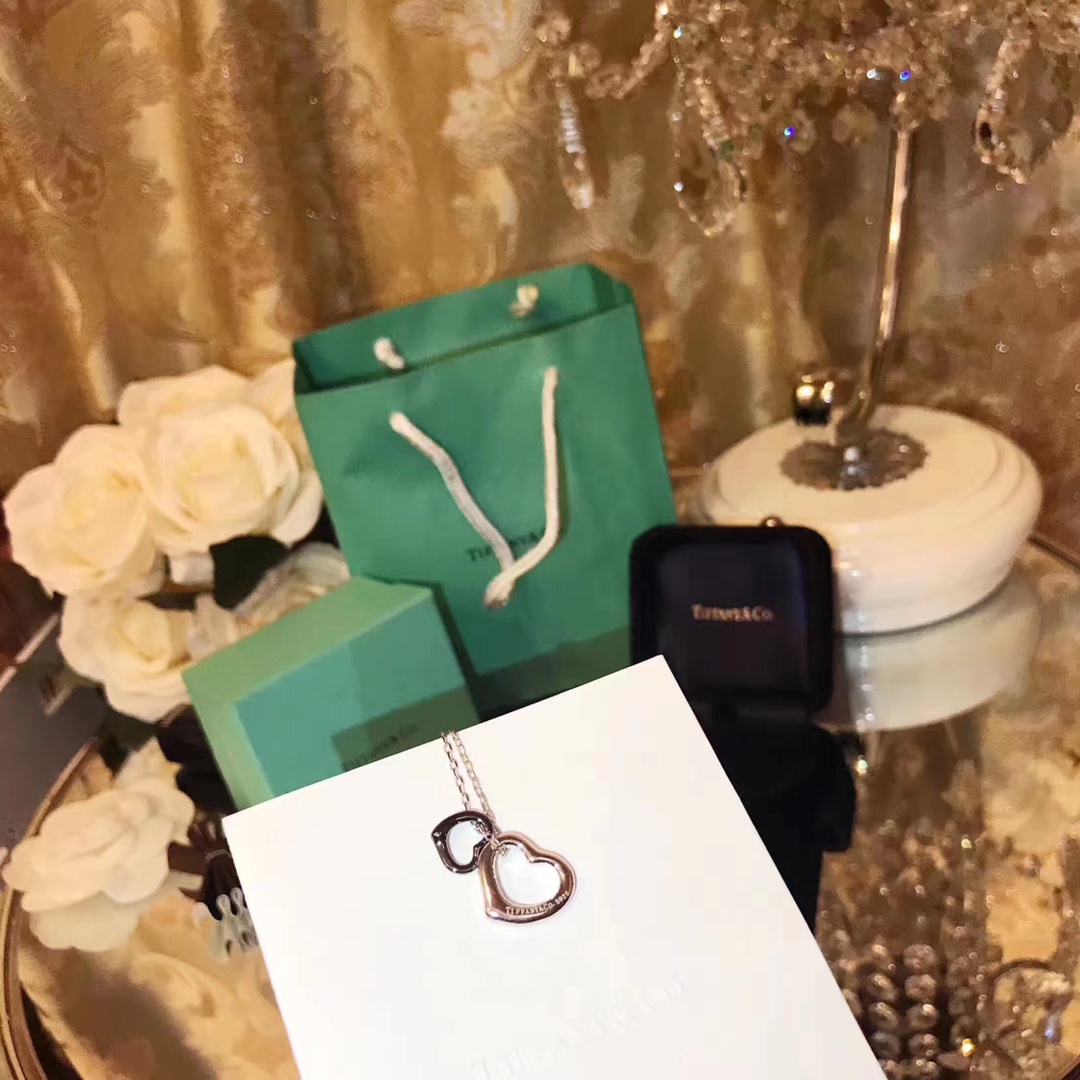 Tiff 新款 雙心 時尚 桃心 項鏈