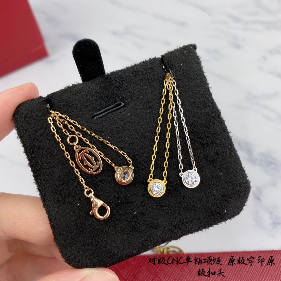 對版CNC版本 V金材質卡地亞小單鑽項鏈