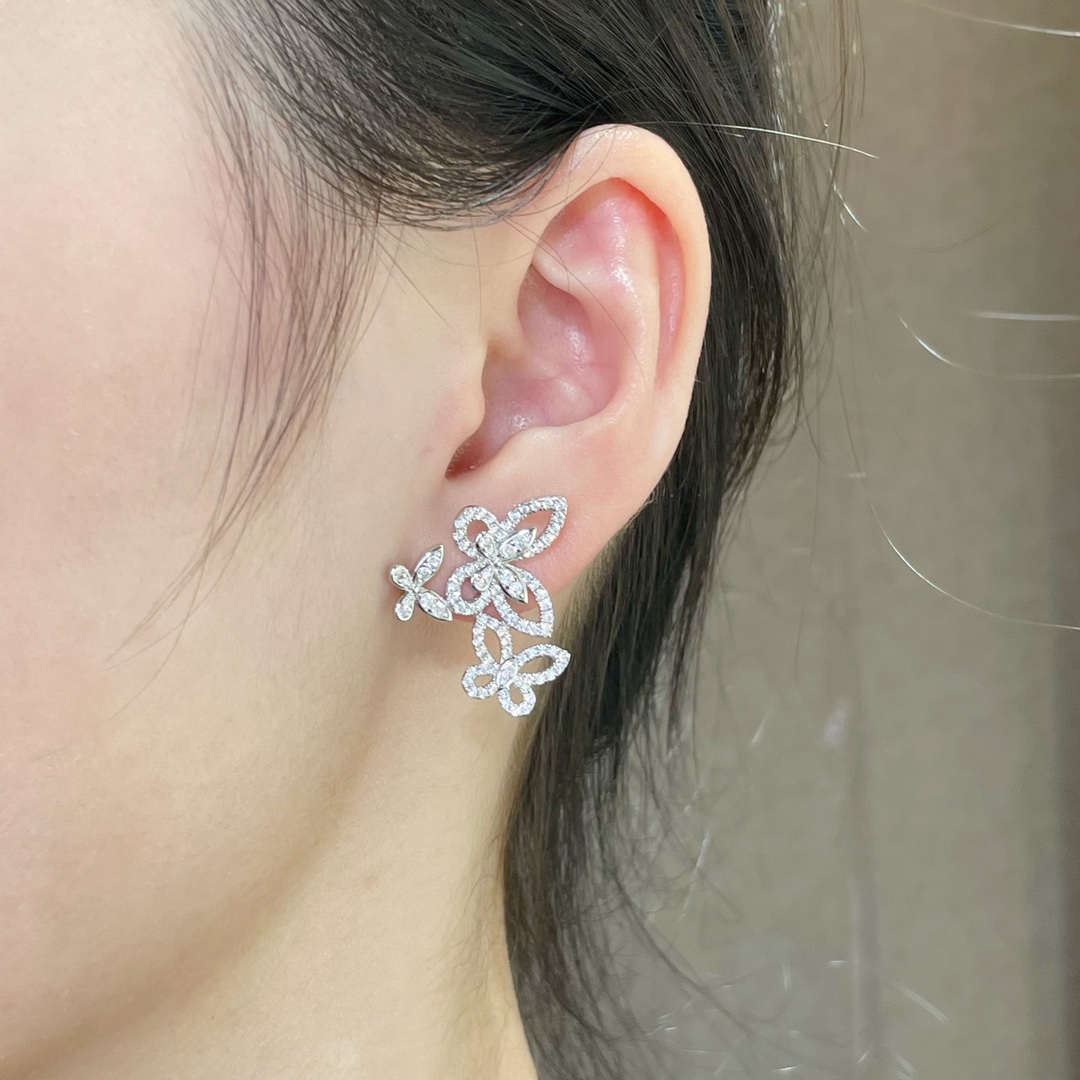 格拉夫三只蝴蝶耳釘
