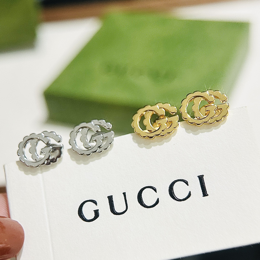 GUCCI 波浪 雙G 耳釘