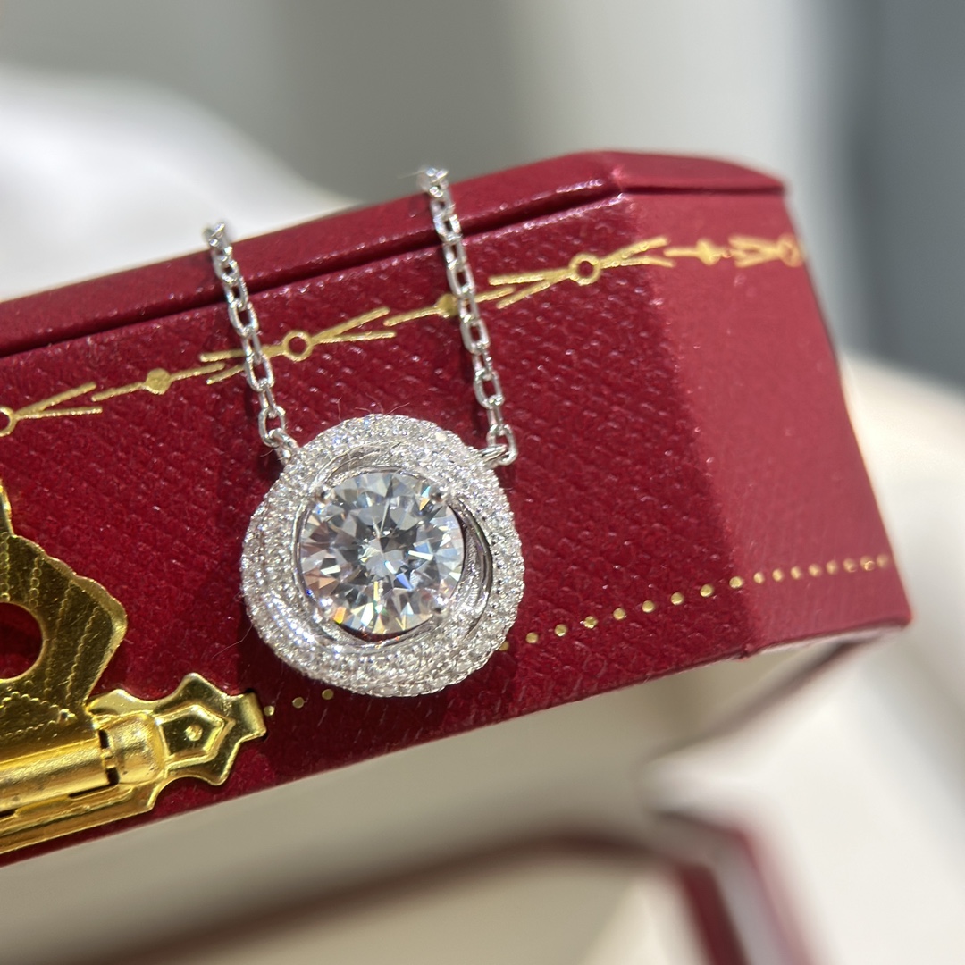 卡地亞 新款 奢侈 圓鑽 純銀項鏈