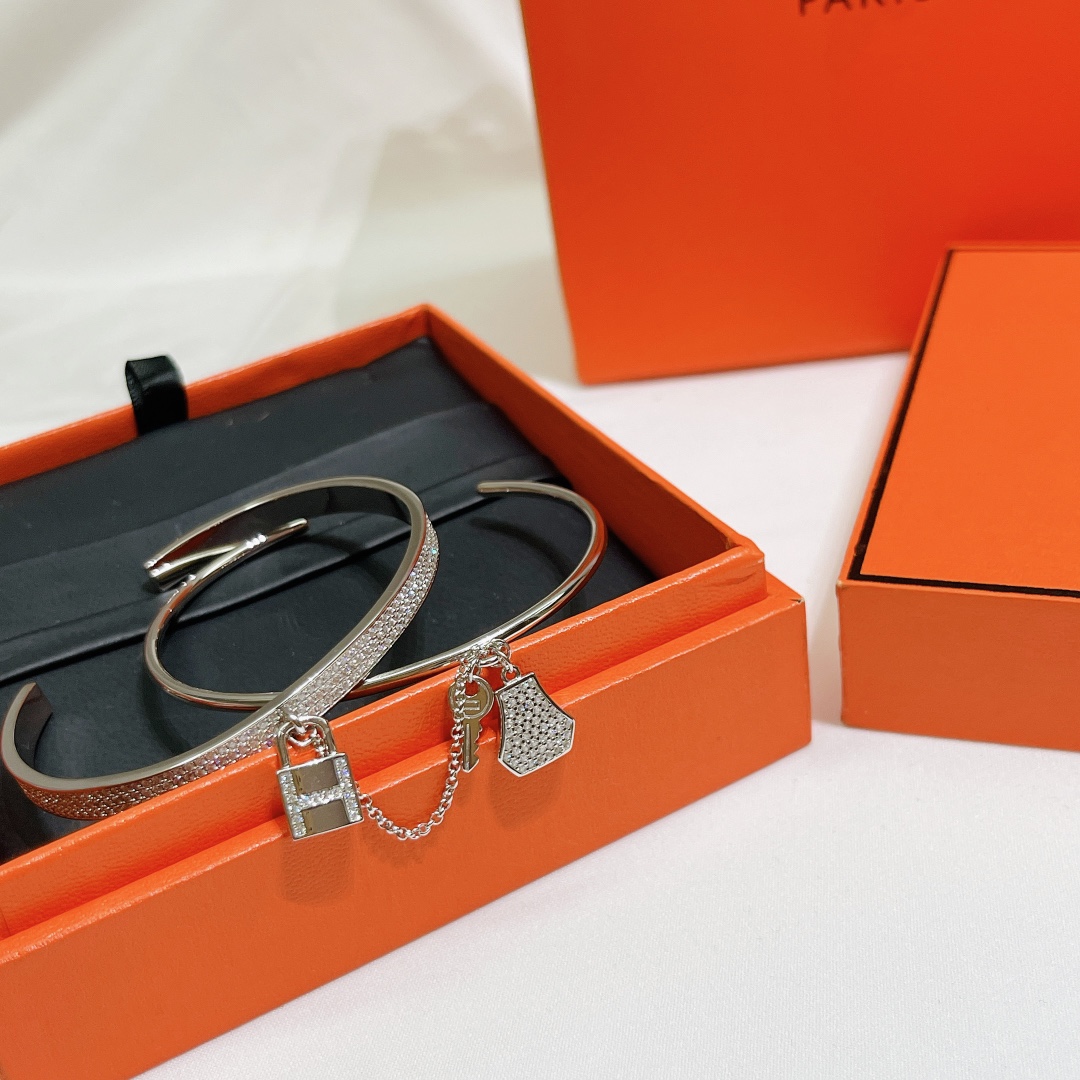 新到白金色 愛馬仕 純銀手鐲