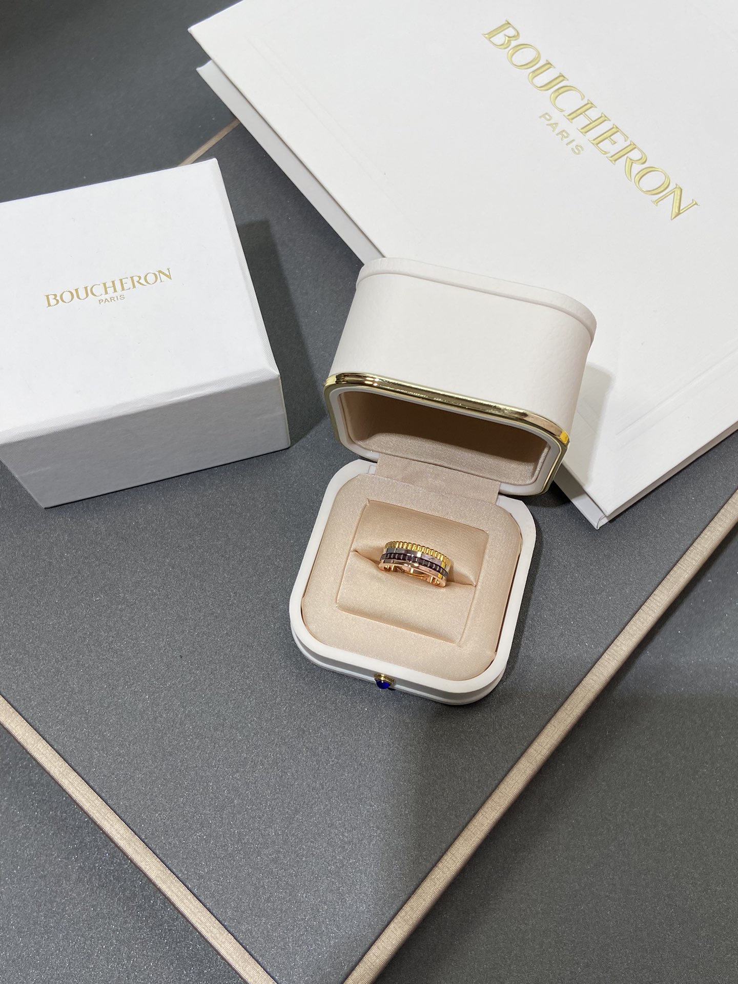 寶詩龍黃金羅緞+玫瑰金棕色